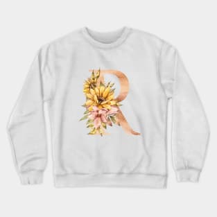 Watercolor sunflower bouquet monogram letter R Crewneck Sweatshirt